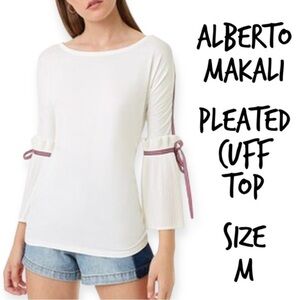 Alberto Makali white top with red white and blue ribbon detail Med